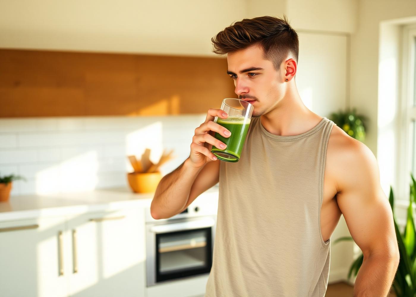 Person preparing a whole-food herbal wellness shake